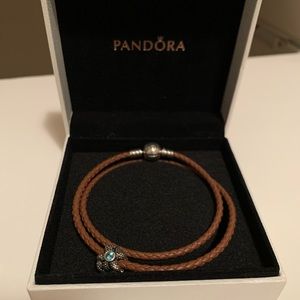 Double braided leather Pandora bracelet